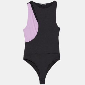 Zara Lilac and Black Bodysuit